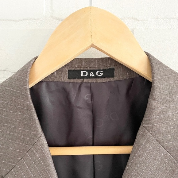 Dolce&Gabbana Men’s Blazer Pinstripe 2 buttons Wool Silk Gray Taupe Sz 58 - Picture 2 of 12